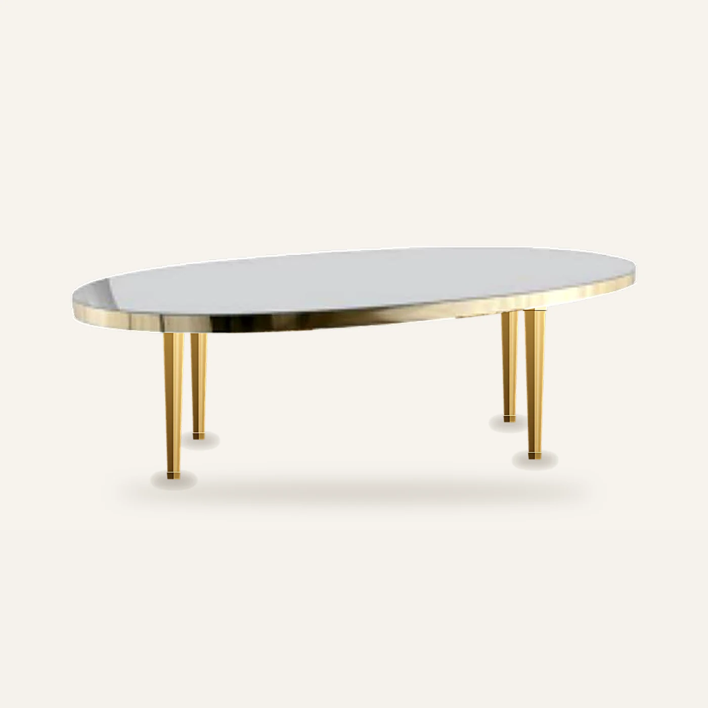 Gold Mirror Top 94" Oval Table