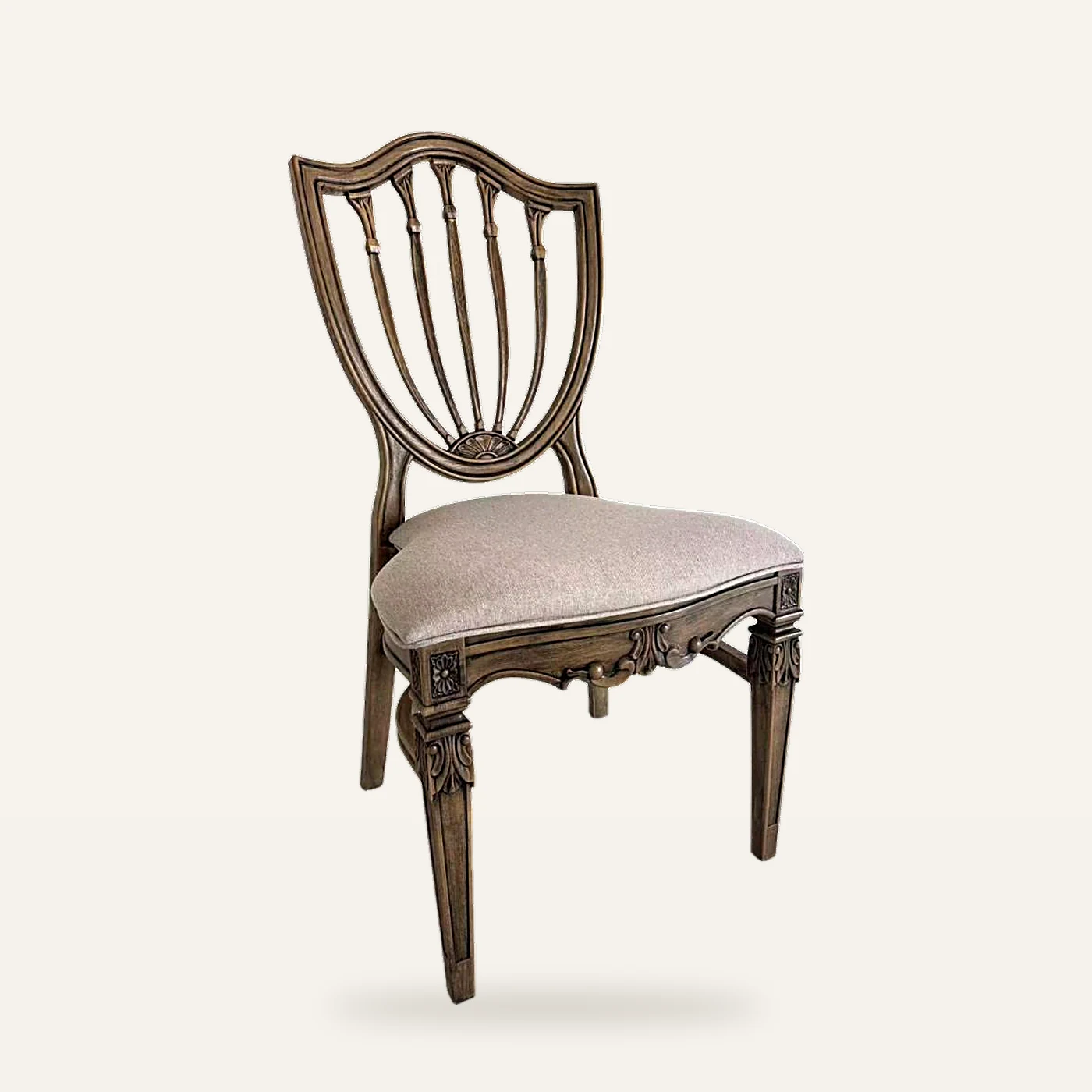 Shield Back Wood-Look Chair w/ Cushion